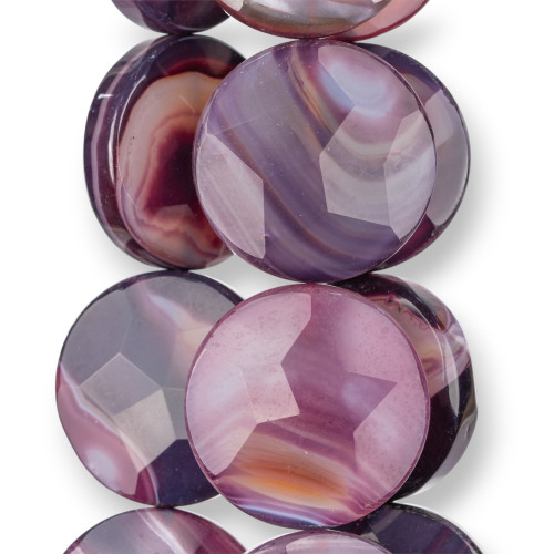 Purple Agate Striated Round Flat Faceted 35-50mm Gradient
