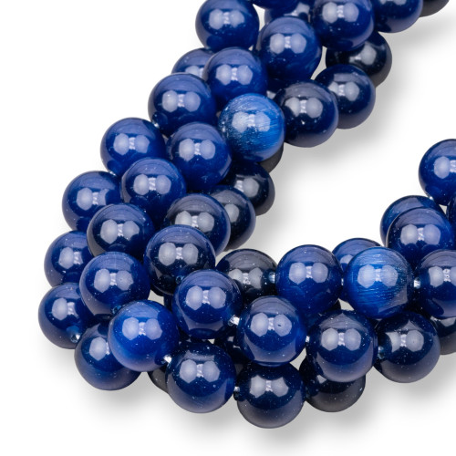 Dark Blue Cat's Eye Round Smooth 12mm