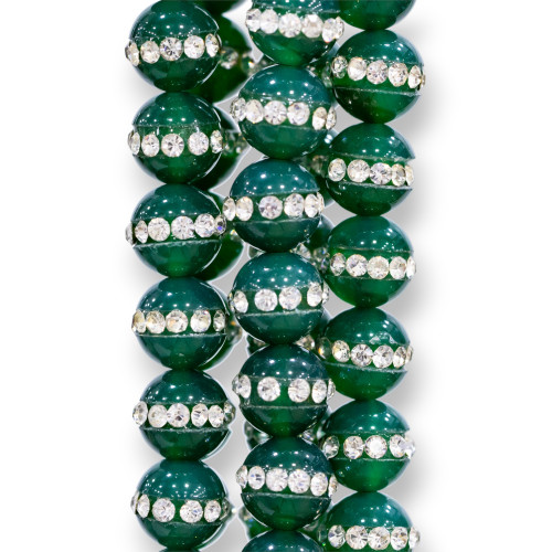 Green Agate With Smooth Round Rhinestones 06mm