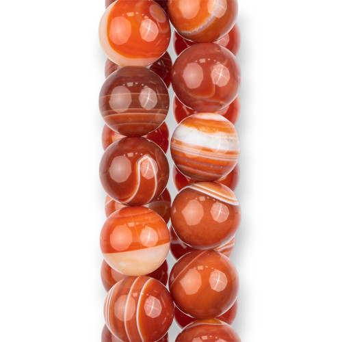 Red Carnelian Striped Smooth Round 20mm