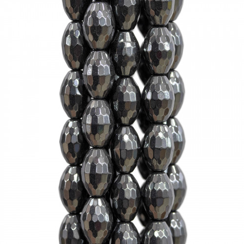 Hematite Rice Faceted 06x09mm Natural