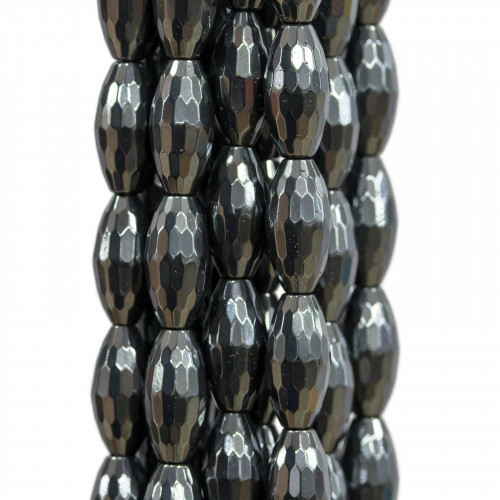 Hematite Rice Faceted 06x12mm Natural