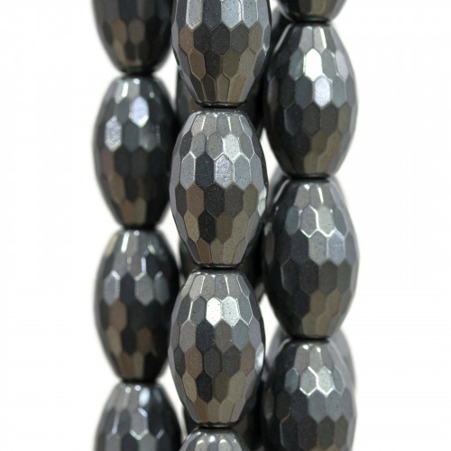 Hematite Rice Faceted 10x16mm Natural Opaque