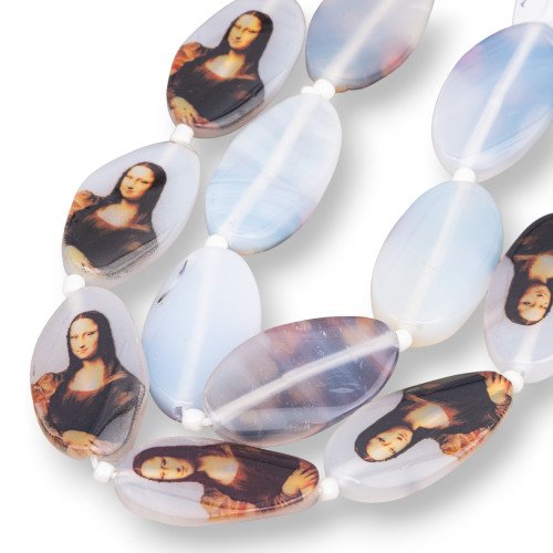 Flat Oval Pantographed Agate 22x40mm