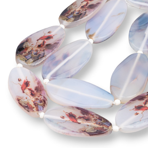 Flat Oval Pantographed Agate 25x50mm