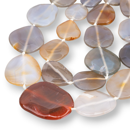 Agate Stone Flat Faceted 20-50mm Intense