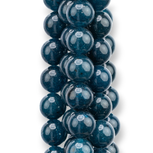 Colored Jadeite Jade Economic Line Smooth Round 10mm Teal Blue