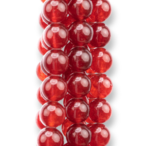 Giada Giadeite Colorata Linea Economica Tondo Liscio 10mm Rosso Ruby Trasparente