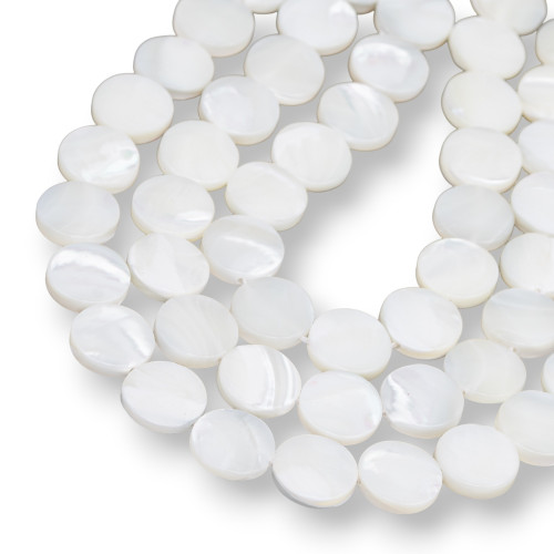 White Mother of Pearl Round Flat Smooth 15mm