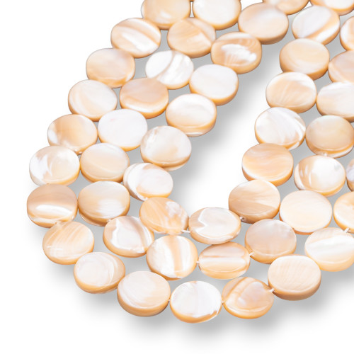 Mother of Pearl Cappuccino Round Flat Smooth 12mm