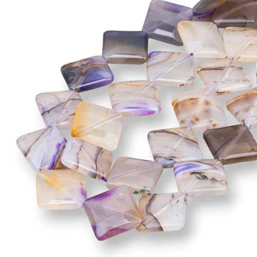 Striated Agate Flat Faceted Rhombus 25mm Mix