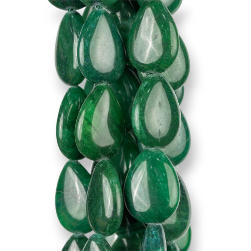 Giada Smeraldite Gocce Piatte Lisce 13x18mm Sfumato