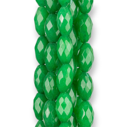 Jade Emeraldite Faceted Rice 8x14mm