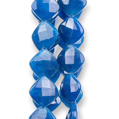 Jade Sapphire Rhombus Flat Faceted 16mm