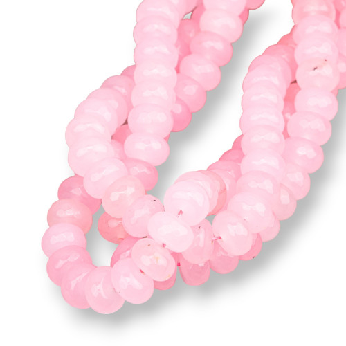 Transparent Pink Jade Faceted Rondelle 10x6mm