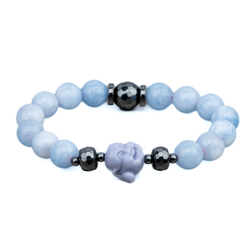 Stretch Bracelets Made of 10mm Semi-precious Stones, Hematite and Water Resin Buddah