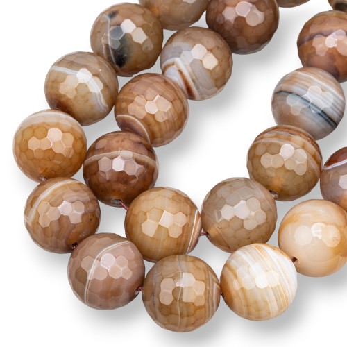 Brown Striped Agate Faceted 20mm Clear