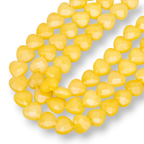 Yellow Jade Heart Faceted Flat 12mm