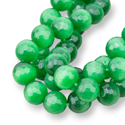Green Cat's Eye Faceted 14mm