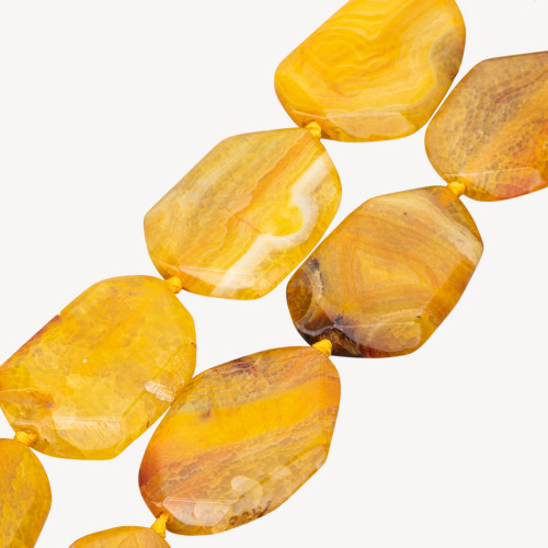 Irregular Striped Agate Faceted Flat 40x55mm Yellow