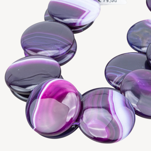 Purple Agate Striated Round Flat Smooth 40mm