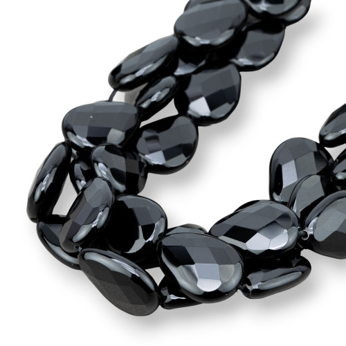 Onyx Flat Drops Faceted 22x30mm