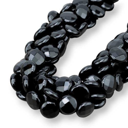 Round Flat Faceted Onyx 14mm