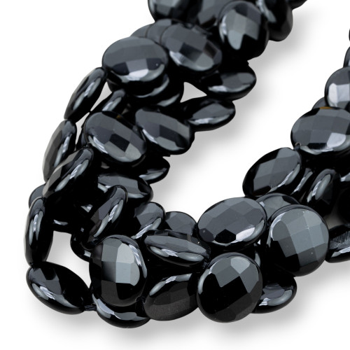 Round Flat Faceted Onyx 18mm