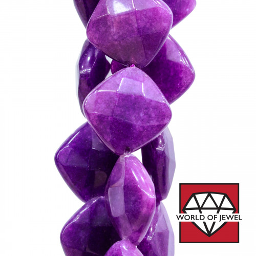 Purple Jade Rhombus Faceted Flat 14mm