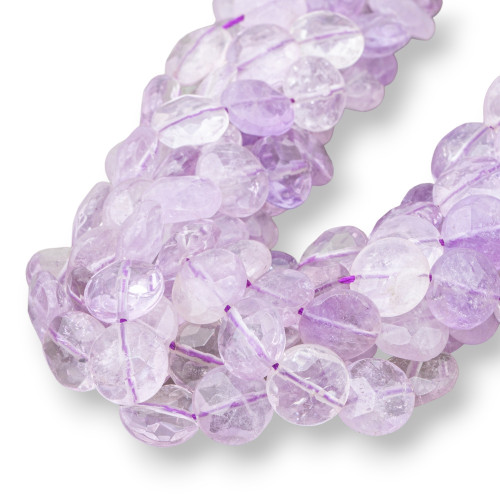 Clear Amethyst Round Flat Faceted 14mm Lavender