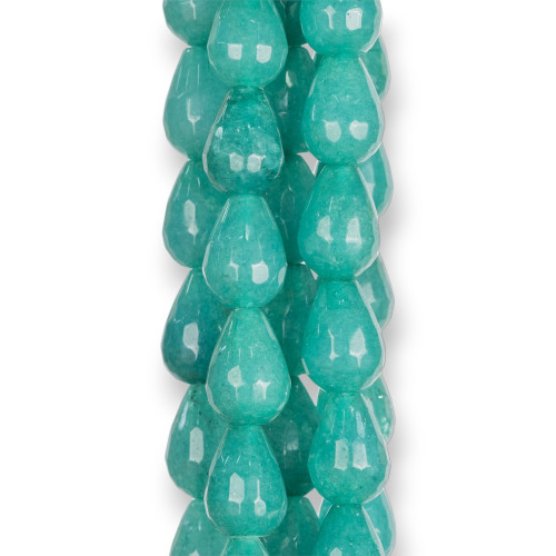 Turquoise Jade Faceted Briolette Drops 10x14mm