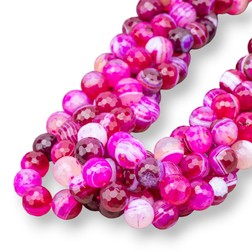 Ριγέ Φούξια Αχάτης Faceted Ruby 10mm