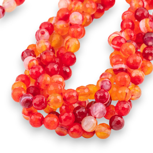 Red Agate Ruby Striped Faceted 08mm