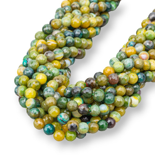 Green Shaded Yellow Striped Faceted Agate 06mm