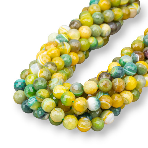 Green Shaded Yellow Striped Faceted Agate 08mm