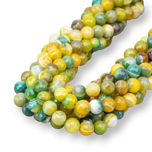 Πράσινος Σκιασμένος Κίτρινο Ριγέ Faceted Agate 08mm