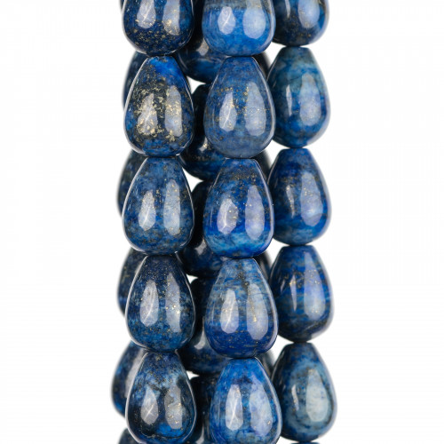 Raw Blue Lapis Lazuli Smooth Briolette Drops 10x14mm