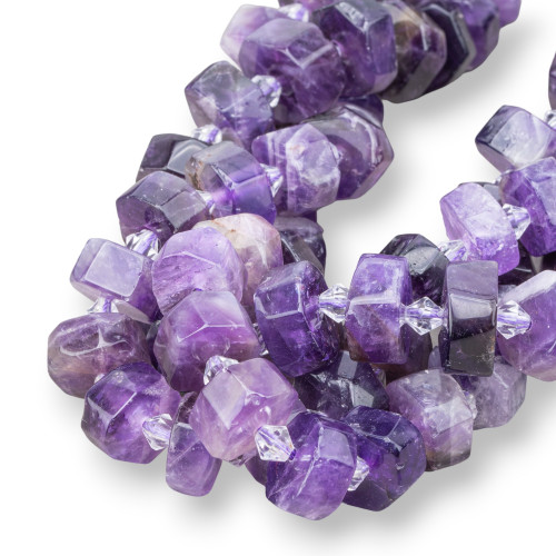 Amethyst Rondelle Irregular Rough Cut 14-16mm