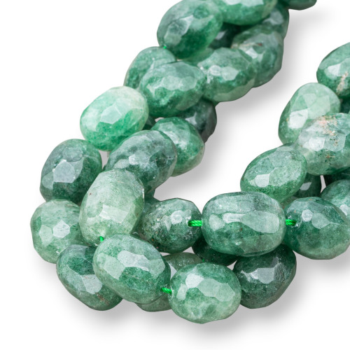 Green Aventurine Tumbled Faceted Stone 12-15x16-22mm