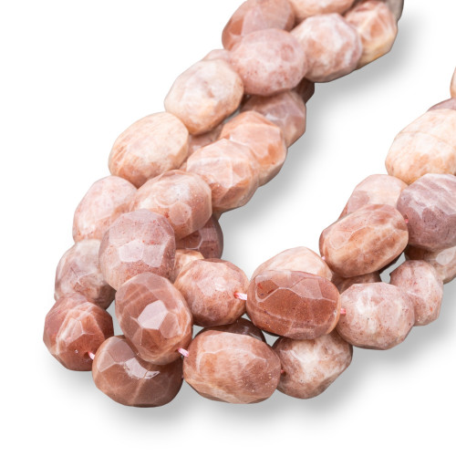 Pink Sunstone Faceted Tumbled Stone 12-15x16-22mm