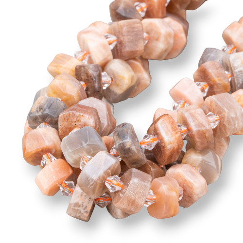 Pink Moonstone Rondelle Irregular Rough Cut 14-16mm