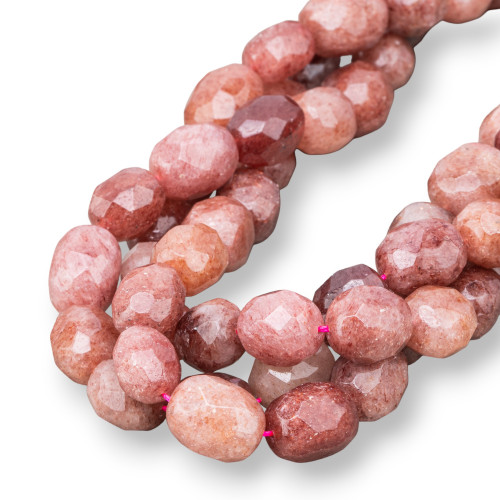 Strawberry Quartz Faceted Tumbled Stone 12-15x15-18mm