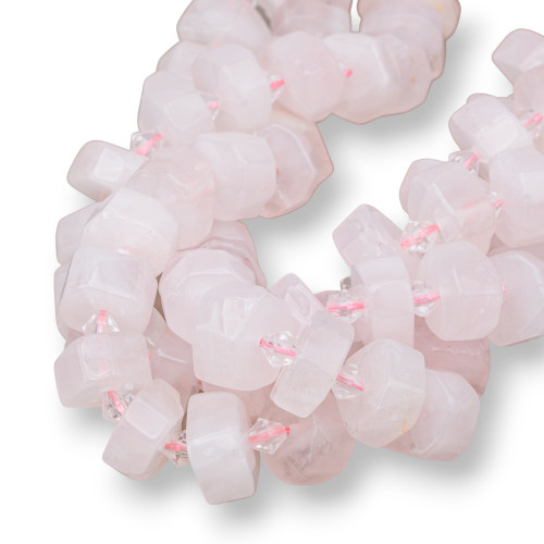 Rose Quartz Rondelle Irregular Rough Cut 14-16mm