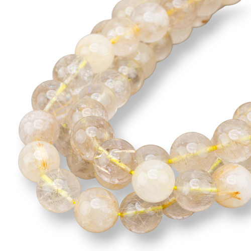 Lemon Yellow Rutilated Quartz Στρογγυλό Λείο 13mm