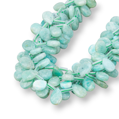 Amazonite Drops Briolette Faceted Plate 12x8mm