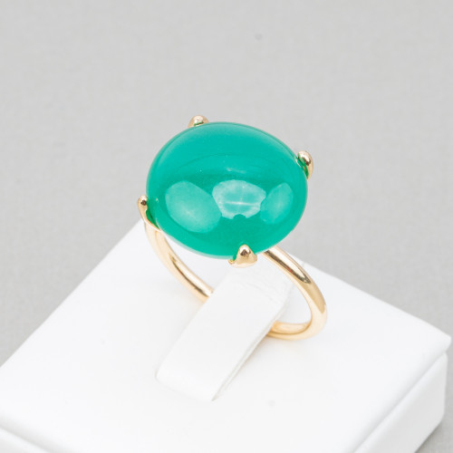 Χάλκινο δαχτυλίδι με γατίσιο μάτι Στρογγυλό Cabochon 15mm Ρυθμιζόμενο μέγεθος Χρυσό Σμαραγδένιο Πράσινο