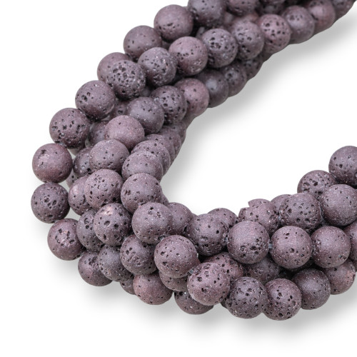 Lava Stone Various Colors Smooth Round 08mm Purple