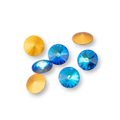 Strass Swarovsky Redondo 34SS ART. 1100 7mm ORO LAMINADO Bermuda Azul 12uds