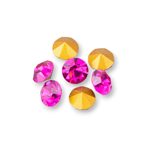 Swarovsky Strass Round 35SS ART. 1100 7,3mm GOLD FOILED Fuchsia 10pz