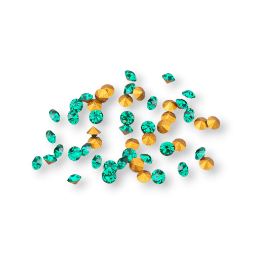 Swarovsky Strass Round PP13 ART. 1100 GOLD FOILED Emerald 1,9mm 100pz